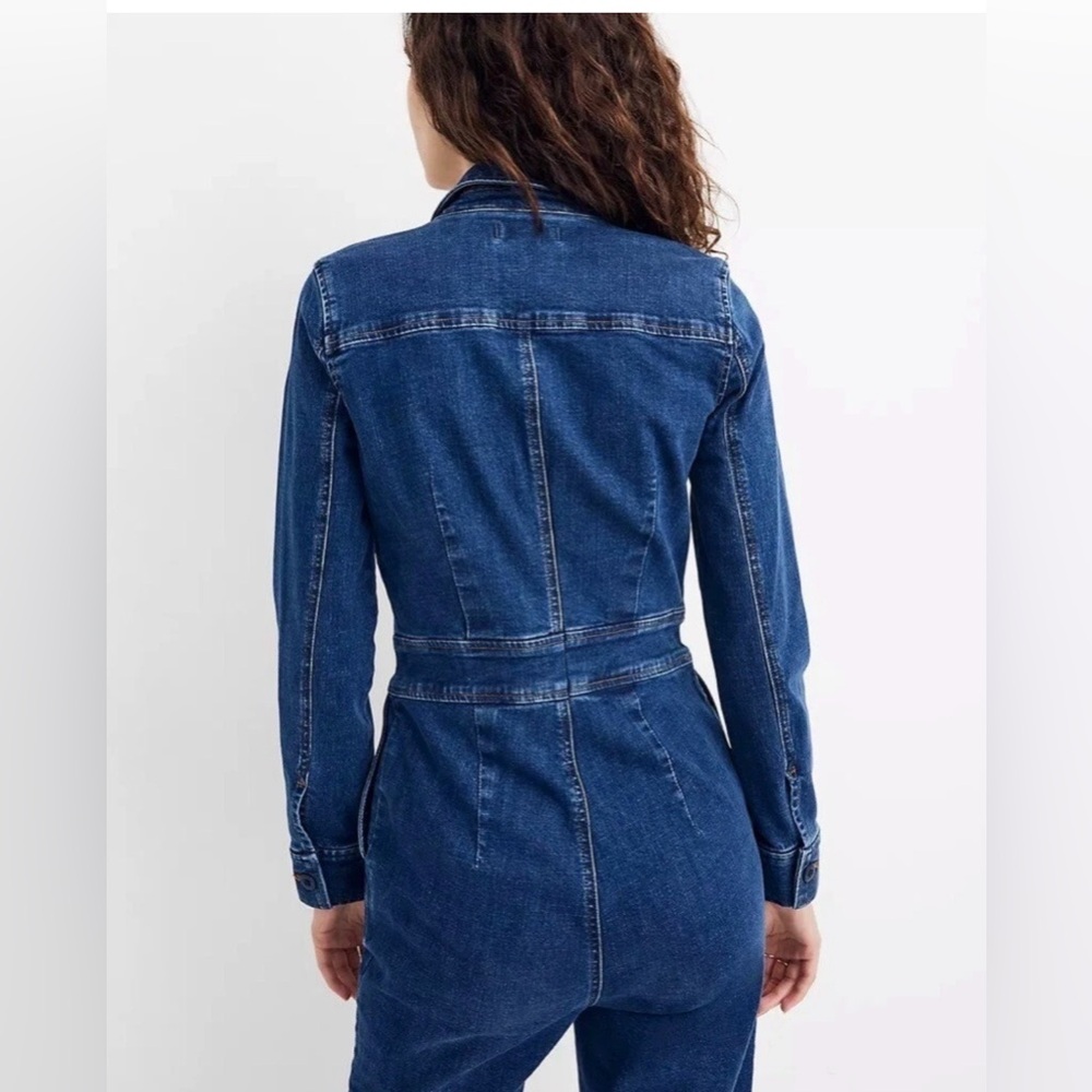 Madewell Denim Slim Coverall Jumpsuit Stanwick Wash Size 4 - Picture 2 of 5